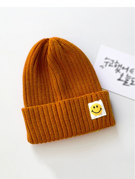 Knitted Hat W/ Smiling Face